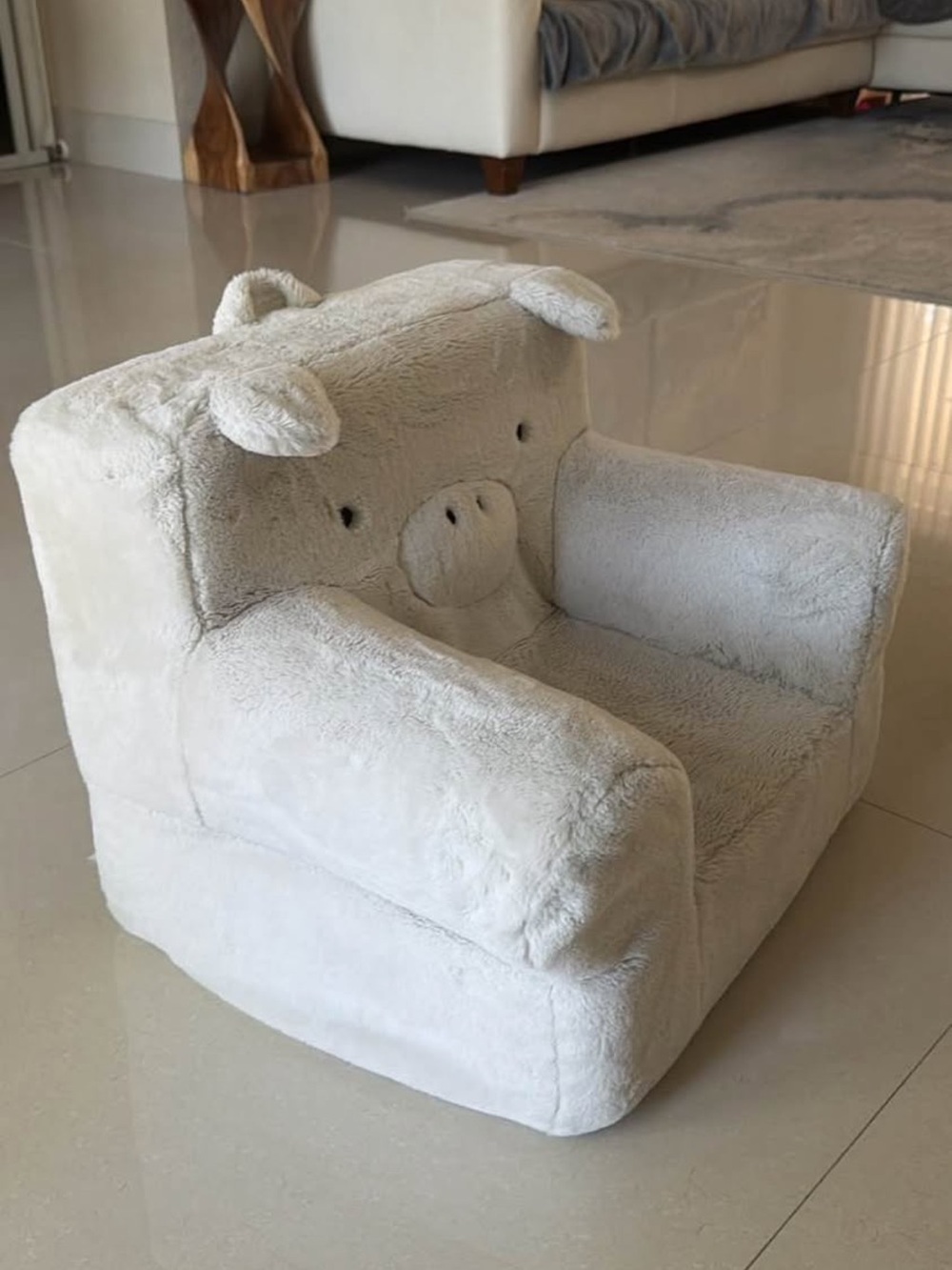 Pottery Barn Plush White Animal Kids Armchair - Picture 2 of 6